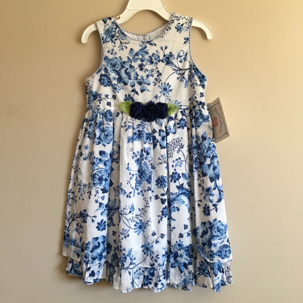 Marmellata Little Girl Floral Blue/White Dress size 4.